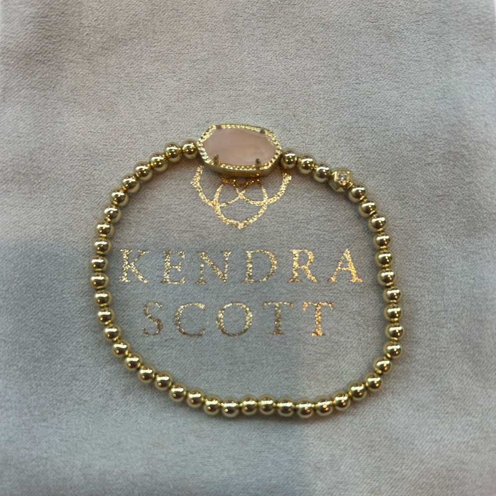 Kendra Scott Gold Stretch Bracelet with Rose Quartz